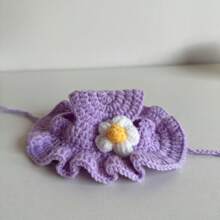 1pc Pet Costume Hat, Soft Knitted Comfortable, Flower Maid Cosplay Headpiece