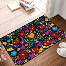 1pc Entrance Mat, Crystal Velvet, Anti-Slip, Garden Pattern Decorative Doormat For Bedroom, Hallway
