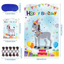 Fowecelt Pin The Tail On The Donkey Party Game With 48/50 Pcs Tails Large Farm Donkey Games Poster For Birthday Party Carnival Party Supplies - Multicolor - View 11