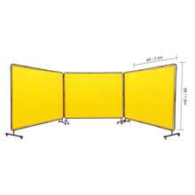 Welding Screen With Frame 3 Panel 6' X 8' Welding Curtain Screen 12 Wheels - Yellow - View 5