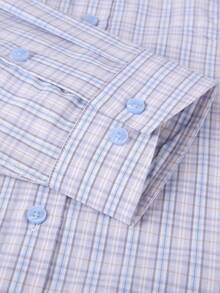 Luxury Wingtip Collar Dress Shirt For Groom, Stretch Comfort Fit, Wrinkle-Free & Breathable Fabric, Self-Tie Bow Tie, Black Tie Wedding & Gala Essentials - 淺灰藍格 - 查看 5