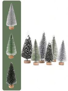 6 piezas de adornos miniatura de invierno y Navidad de resina, árboles de Navidad creativos para exhibición de escritorio, manualidades de escena navideña DIY para accesorios de decoración de fiesta de Navidad. Decoración del hogar, decoraciones navideñas, decoración de habitación