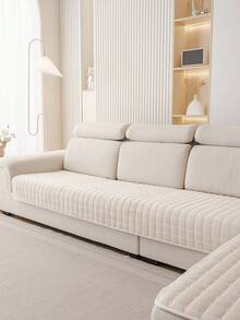 1pc Veet Washable Non-Slip L-Shaped Sofa Cover, Fits 3-Seater Sofa, Quilted Design, Magnetic Closure, Pet-Friendly Protection - Gray Velvet Sofa Cover