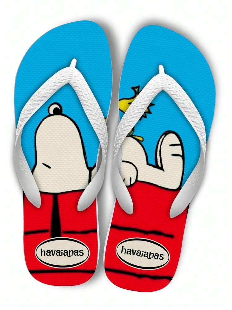 Chinelo moda praia estampa da moda leves e macios adulto e infantil Estampa de Desenho Colorida - Snoop - Visão 1