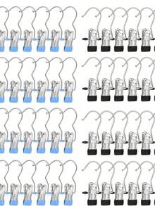10/30/40 Pieces Of Stainless Steel Clothes Clip, Simple Stainless Steel Hook Clip,Stainless Steel Clips,Back To School Must Haves,Laundry Pegs With Hooks,(Coat) Hanger,Interior ,Portable Hanging Clothes Clip, Wardrobe Storage Racks, Clothes Hangers Easter Decorations, Mother's Day Clothing Spring Decorations, Holiday Decorations,Hanger Dress Pants Shoes Jeans Boots Skirt - 彩色 - 查看 80