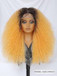 Perucas sintéticas Jerry Curl de 24 polegadas, perucas crespas e cacheadas para mulheres afro, 13x5x1,5, pretas, pré-depiladas, perucas de renda frontal Latisha para mulheres