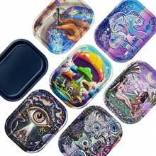 4 Stücke/Set Zigarettenrollschale Set | Größe - 18 cm x 14 cm | Cartoon Metall Rollschale - Perfektes Raucher Zubehör für Zigarettenpapiere und vorgefertigte Kegel Set