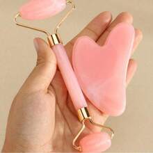 2pcs Pink Facial Beauty Massage Set, Beauty Gua Sha Knife + Beauty Roller Set, Facial Gua Sha Massage Tool Set, Massage Roller, Gua Sha Board, Suitable For Body Meridian Gua Sha Massage, Facial Beauty Lifting Massage