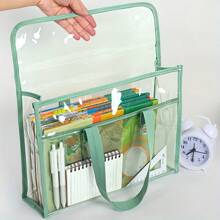 Portable Waterproof Transparent File Organizer Bag – A4 Size Multi-Color Document Tote For Office & School Supplies,Back To School,School Supplies