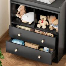 CuisinSmart Baby Changing Table With Pad - Modern Nursery Changing Station With 2 Drawers & Open Shelves, White Diaper Organizer For Bedroom & Kids Room - 黑色 - 查看 4