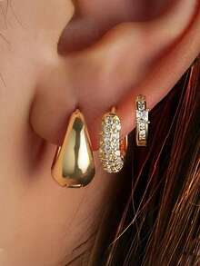 Bộ 6 khuyên tai đính đá Cubic Zirconia thời trang & tinh tế dành cho nữ, thích hợp cho kỳ nghỉ, hẹn hò, tiệc tùng, phối đồ hàng ngày (Không có hộp) - phong cách 1 - Xem 13