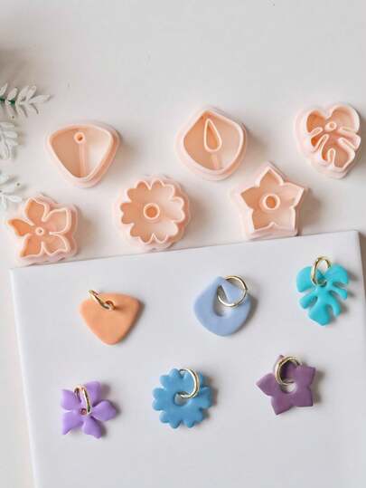 Coupe-fleurs en forme d'éventail en argile polymère pour la fabrication de boucles d'oreilles à cerceaux, moules en argile douce à fleurs évidées pour la fabrication de colliers et de pendentifs faits main, coupe-fleurs en forme de beignet en argile pour la bijouterie