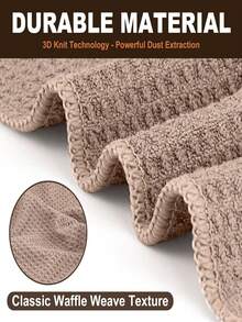 厨房清洁巾 咖啡壶清洁巾 超细纤维华夫饼清洁布，吸水毛巾，速干除尘布，家庭厨房，不起毛，不留条纹，6 片装，12 X 12 英寸，卡其色、粉色、灰色，家庭清洁，厨房清洁，派对清洁