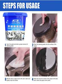 Stainless Steel Cleaning Paste, Multi-Purpose Cleaner And Polish, Cookware Cleaner, Removes Pot Stains, Stainless Steel Cleaner And Polish, For Cleaning Cookware, Pot Bottoms, Stains, Rust, Polishing, Descaling, Derusting