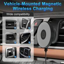 1pc Suitable For Magsafe Car Charger 15W Fast Charging Magnetic Wireless Car Charger Suitable For IPhone 15/14/13/12 Magsafe Phone Holder Air Outlet Phone Holder Supports Wireless Charging Function