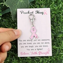 6 móc khóa ung thư vú, móc khóa ve áo nâng cao nhận thức về ung thư vú, bộ quà tặng hình bướm ruy băng hồng hy vọng cho sự kiện từ thiện tháng dành cho người sống sót sau ung thư vú, 6 kiểu phụ kiện Halloween ngày nhà giáo Giáng sinh - Hồng - Xem 4