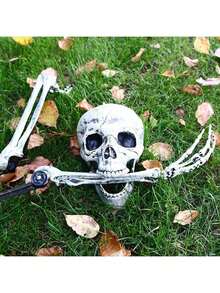 3PCS Halloween Courtyard Props, Three Pieces Skeleton Set, Themed Party Courtyard Horror Decoration Ornament Skeleton Set, Happy Halloween!