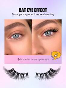 Asiteo 7对猫眼蓬松半眼假睫毛 - 可重复使用，新手友好，自然妆效，透明带半眼假睫毛，假睫毛，睫毛，假睫毛