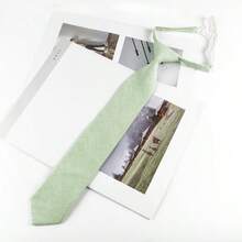 1 pieza Corbata clásica de lino de 6 cm de unicolor para hombre, color macaron