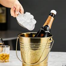 1pc Thickened Stainless Steel Hand-Held Ice Bucket Beer Bucket Bar KTV Ice Particle Bucket Red Wine Bucket Party Champagne Bucket Small Water Bucket, Kitchen Storage And Storage