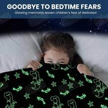 Happy Hues Mermaid Glow In The Dark Blanket-200 X 150 Cm- Super Soft Fluffy Flannel Fleece All Season Blanket For Babies-Toddlers-Kids & Teens Boys & Girls- Best Gifting Ideas For 0-15 Years - Pink Mermaid - View 3