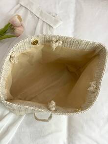 New Large Capacity Straw Tote Bag With Small Wallet