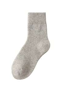 1 Paar dicke Wollsocken für Frauen, Wollsocken bis zur Mitte des Wades, feiner Wollkreis, nicht klobig, warm, heizend, einfarbig, geeignet für Mittelalter und Senioren, bequem und weich