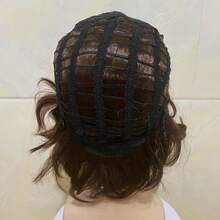 Peruka męska modna, ciemnobrązowa, 10 cali, puszysta, rozdwojona, długa grzywka, proste włosy, peruka odporna na ciepło z grzywką w europejskim stylu do codziennego noszenia, peruka na Halloween, odpowiednia do codziennego noszenia, na urodziny, występy, włókno odporne na ciepło - Brązowy - Zobacz 7