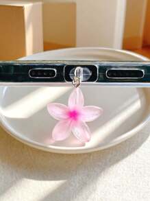 1pc Transparent Tie Dye 3D Flower Dust Plug Phone Charm Accessory, Suitable For Type C & Lightning Devices