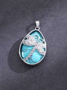 1pc Vintage Natural Crystal Semi-Precious DIY Dragonfly Purple Crystal Pendant, Primitive Dowsing Necklace Pendant (Natural Stone Color And Patterns May Vary Slightly)