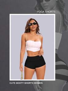 Cut Out Yoga Shorts Booty Butt Lifting Scrunch Shorts High Waisted Workout Gym Active Hot PantsA Valentine's Day F2JN - 1號橘子 - 查看 4
