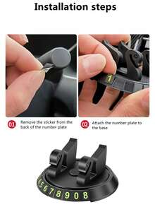 YITUMU Supporto per telefono auto rotante a 360°, con targa di parcheggio temporanea, tappetino antiscivolo multifunzionale in silicone per cruscotto, accessorio universale per interni auto