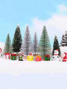 6 piezas de adornos miniatura de invierno y Navidad de resina, árboles de Navidad creativos para exhibición de escritorio, manualidades de escena navideña DIY para accesorios de decoración de fiesta de Navidad. Decoración del hogar, decoraciones navideñas, decoración de habitación