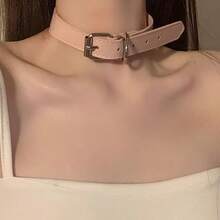 1pcs Halloween Choker Women's Neck Strap Chain Leather Choker - 粉色 - 查看 11