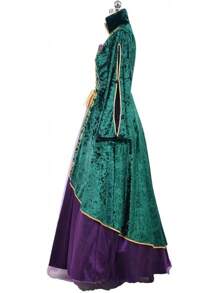 Halloween Costumes CosplayDiy Medieval Green Velvet Dress Witch Cosplay Costume Robes Adult Women Plus Size