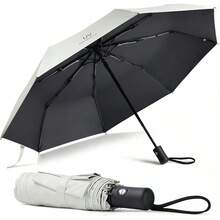 210T涂层自动折叠口袋伞，防风，轻便，男女通用（天蓝色），春夏精选，伴娘礼物，房间装饰，卧室装饰，海滩，旅行，男士适用，女士适用，度假，妇女节，旅行必备，婚礼回礼，Y2K，卧室，汽车配件，厨房装饰，可爱小物 - 米色 - 查看 11