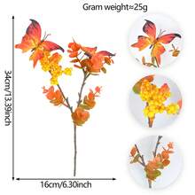 1 Piece Of Vitality Autumn Artificial Orange Maple Leaf Branches, Which Can Be Cut Into Fake Autumn Plastic Branches, Are Very Suitable For Decorating Outdoor And Indoor Home Vases During Halloween And Thanksgiving - 橘色 - 查看 8