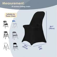 Craft And Party, 10/50pcs Black Spandex Folding Chair Covers, Stretch Spandex Banquet Chair Covers Washable Fitted Chair Slipcovers Protector For Party, Wedding, Holidays, Banquet - màu đen - Xem 4