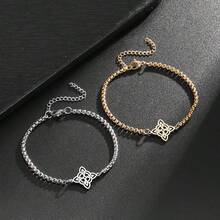 SeuSuk 1 chiếc vòng tay mặt dây chuyền hình nút thắt Celtic đơn giản và thời trang bằng thép không gỉ, phù hợp cho nữ giới khi đi chơi, dự tiệc, làm quà tặng trang sức. - Vàng - Xem 2