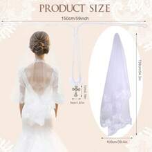 2 Pcs Wedding Unity Veil And Cord SetWedding Lasso Rope For Ceremony Catholic Velo De Novia Para Boda Lazo Para Boda Catolica Catholic Mexican Weddings Gifts - 如圖 - 查看 3