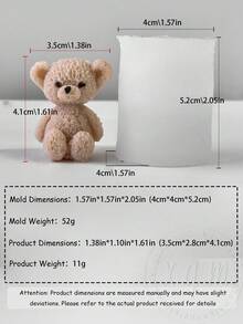 迷你泰迪熊模具，DIY泰迪熊蜡烛装饰，泰迪熊滴管装饰，手工皂，柔软易脱模，家居装饰，蜡烛或石膏浇铸一体式耐用硅胶材质，适用于桌面、卧室、门廊、床头柜、烛光晚餐装饰、节日派对氛围装饰，4款泰迪熊款式可选 - 白色 - 查看 14