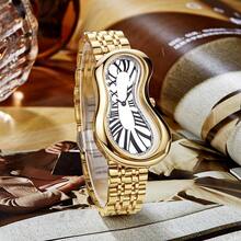 1pc石英表Y2K千禧复古不对称扭曲手表，小众精致男女高端金银腕表 - 均碼 - 查看 10