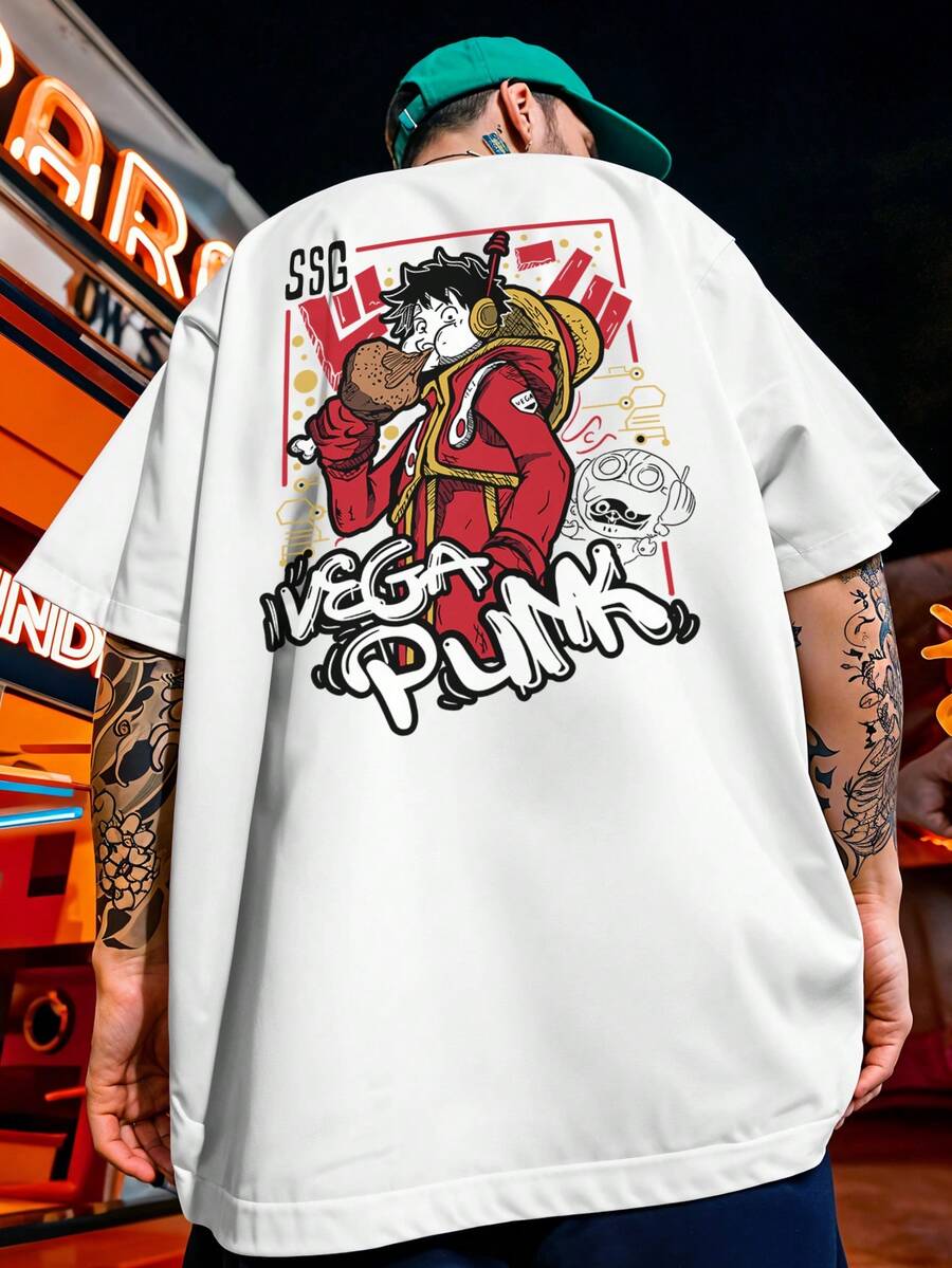 Oversized T-Shirt Streetwear Anime Piece  Vega Punk Egghead Scientist SSG REF 7224 VEST NERD - trắng - Xem 1