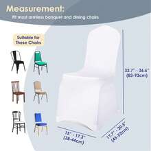 Craft And Party, 10/50pcs White Spandex Chair Covers, Stretch Spandex Banquet Chair Covers Washable Fitted Chair Slipcovers Protector For Party, Wedding, Holidays, Banquet - trắng - Xem 3