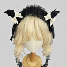 1pc/Set Women's Colorful Butterfly Decor & Wide Lace Headband Hair Accessories, Suitable For Daily Wear And Cosplay, Cute Style, Made Of Polyester And Spandex Halloween Valentine's Day