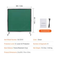 Welding Screen With Frame 6' X 6' Welding Curtain Screen On 4 Wheels Green - Green - View 4