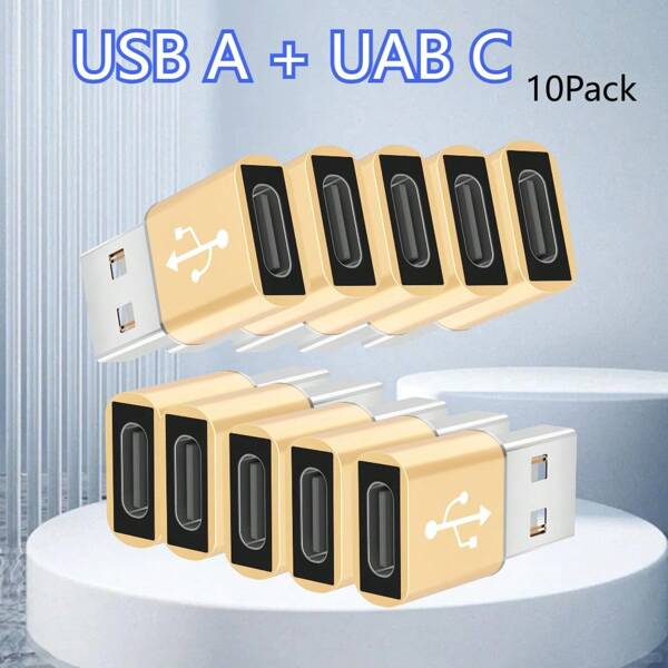 USB A To USB C Adapter For 10 Packs USB C Female To A Male OTG Type C Converter