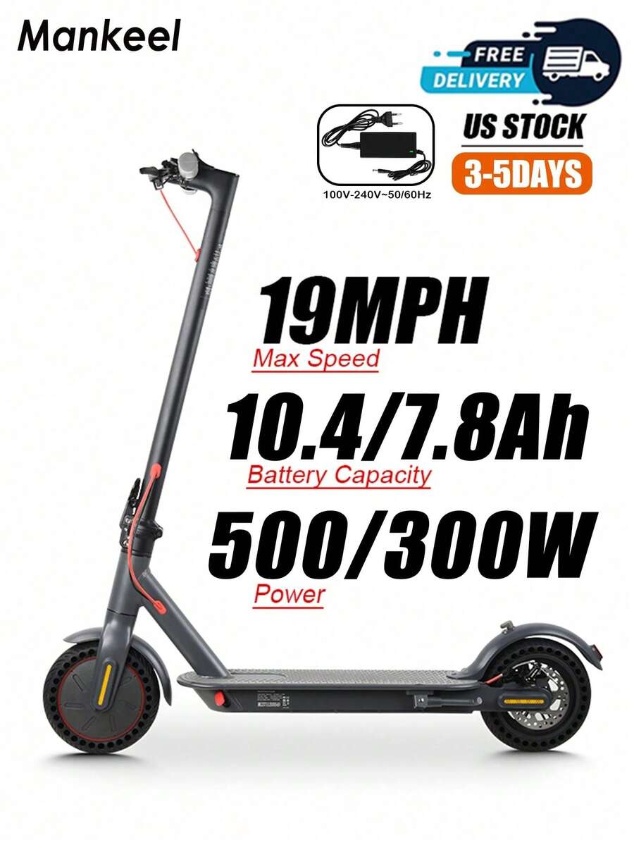 Electric Scooter For Adult & Teen - Mankeel 500W Moter Foldable Electric Scooter With 8.5Inch Solid Tires, 30 Miles Range, APP Control, Max Speed 19MPH, Disc Brake, E-Scooter For Teen And Adults