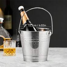 1pc Thickened Stainless Steel Hand-Held Ice Bucket Beer Bucket Bar KTV Ice Particle Bucket Red Wine Bucket Party Champagne Bucket Small Water Bucket, Kitchen Storage And Storage