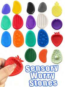 6pcs/Set Sensory Worry Stones: Textured Soft Fidget Toys For Teenager - Calming Stress Relievers For Anxiety, And Students,Fidget Toys,Sensory Toys,Toys,Toys,Sensory Toys,Fidget,Style Random